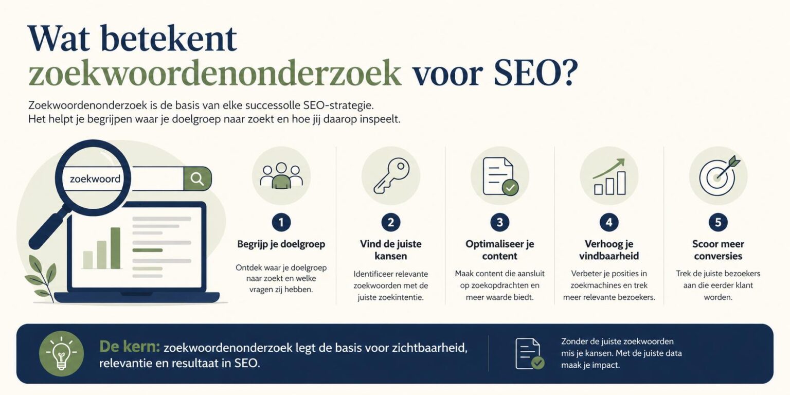Infographic over zoekwoordenonderzoek voor SEO met tips voor contentplanning en zoekintentie